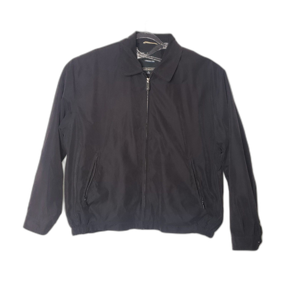 LONDON FOG Black Zip Front Lightweight Golf Jacket Windbreaker Mens Size XL